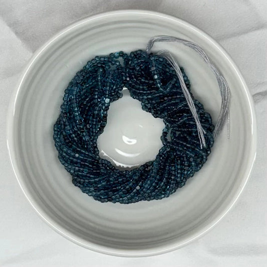 11/0 Charlotte Cut Seed Bead- Aqua Jet Lined *10g Hank* India Sheen Charlotte Cut Seedbeads