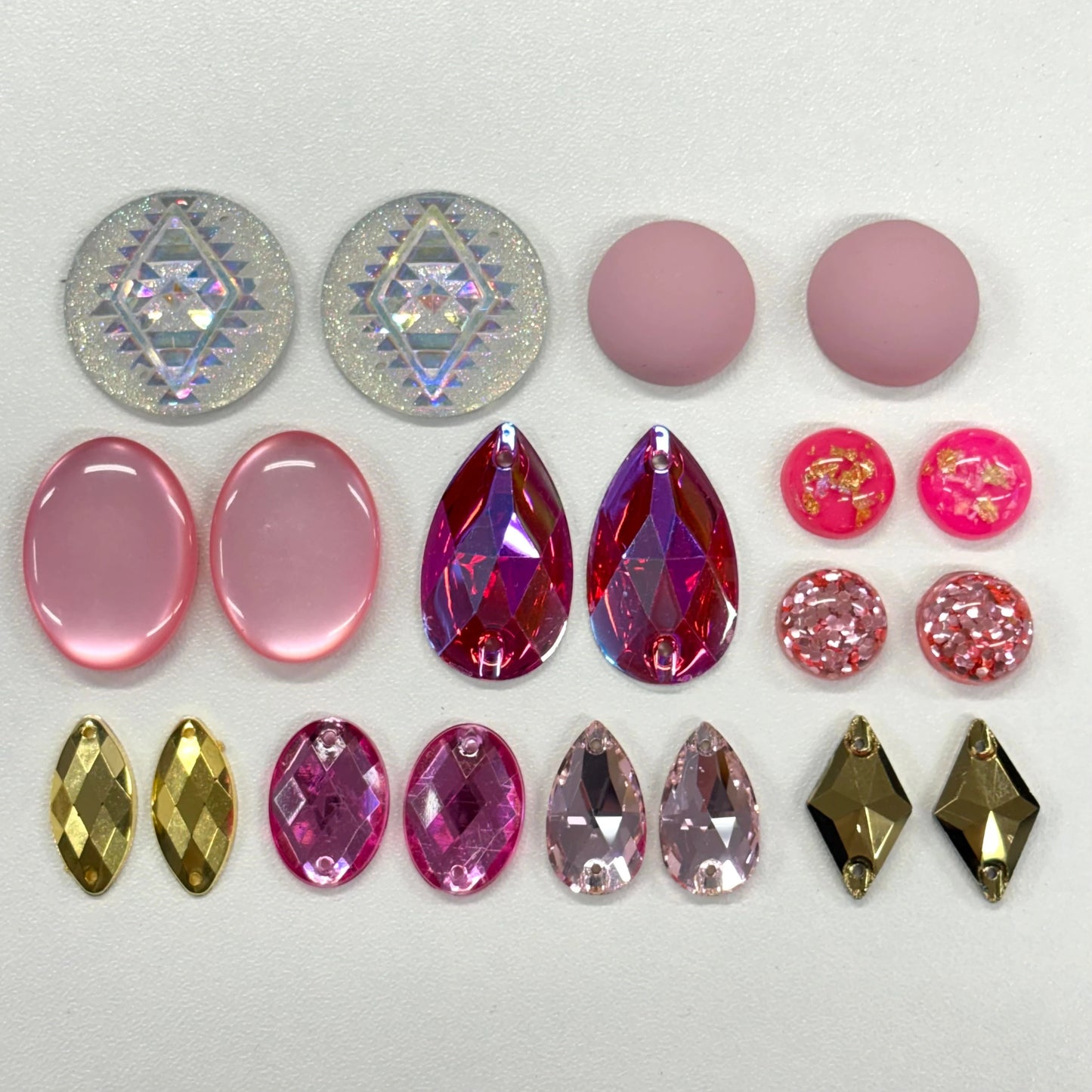 "Rosé Rush" 10 Pairs of Resin Gem Set, Promotions Sundaylace Creations & Bling