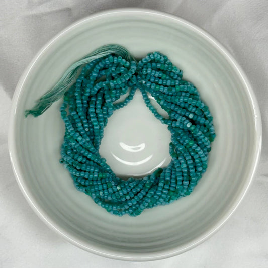 11/0 Charlotte Cut Seed Bead- Opal Neon Teal Green *10g Hank* India Sheen Charlotte Cut Seedbeads
