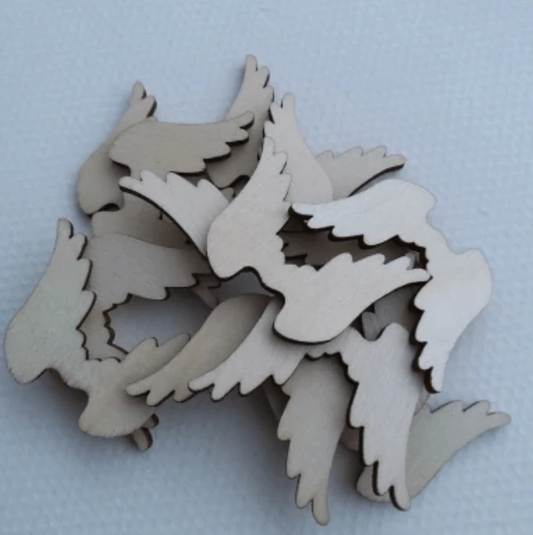 38mm Angel Wings Shape, Wooden Gems (Sold in pair) Resin Gems