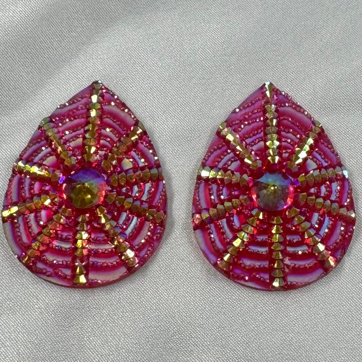 20*30mm (Pink) Sunburst AB, Sew On, Resin Gems (sold in pair) Sundaylace Creations & Bling