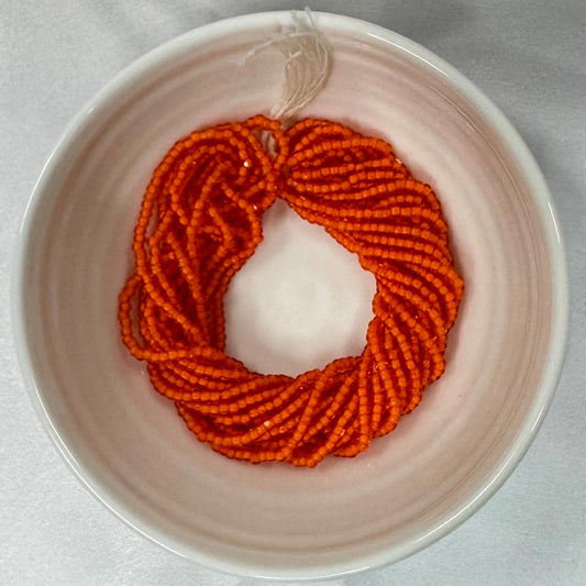 11/0 Charlotte Cut Seed Bead- White Colour Lined Orange *10g Hank* India Sheen Charlotte Cut Seedbeads