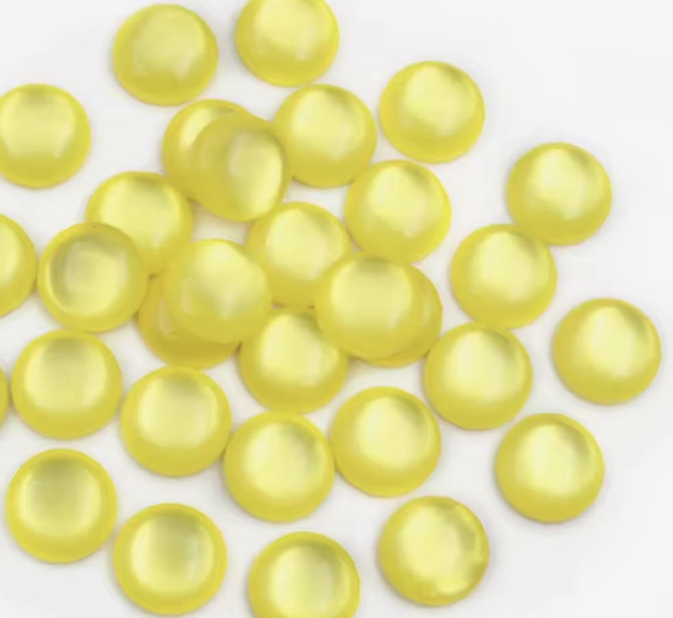 12mm Yellow "Cat Eye" Reflective Rivoli, Glue on, Resin Gem (Sold in Pair) Resin Gems