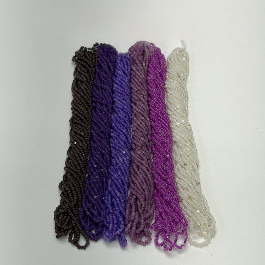 "Rich Auntie Purple Blend" 6 x 11/0 Charlotte India Bead Hank (10g) Bundle, Promotions India Sheen Charlotte Cut Seedbeads