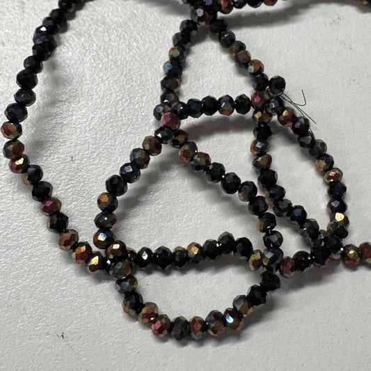 3mm Black with Rose Gold AB Plating Faceted Rondelle Beads 135 pcs Rondelle Beads
