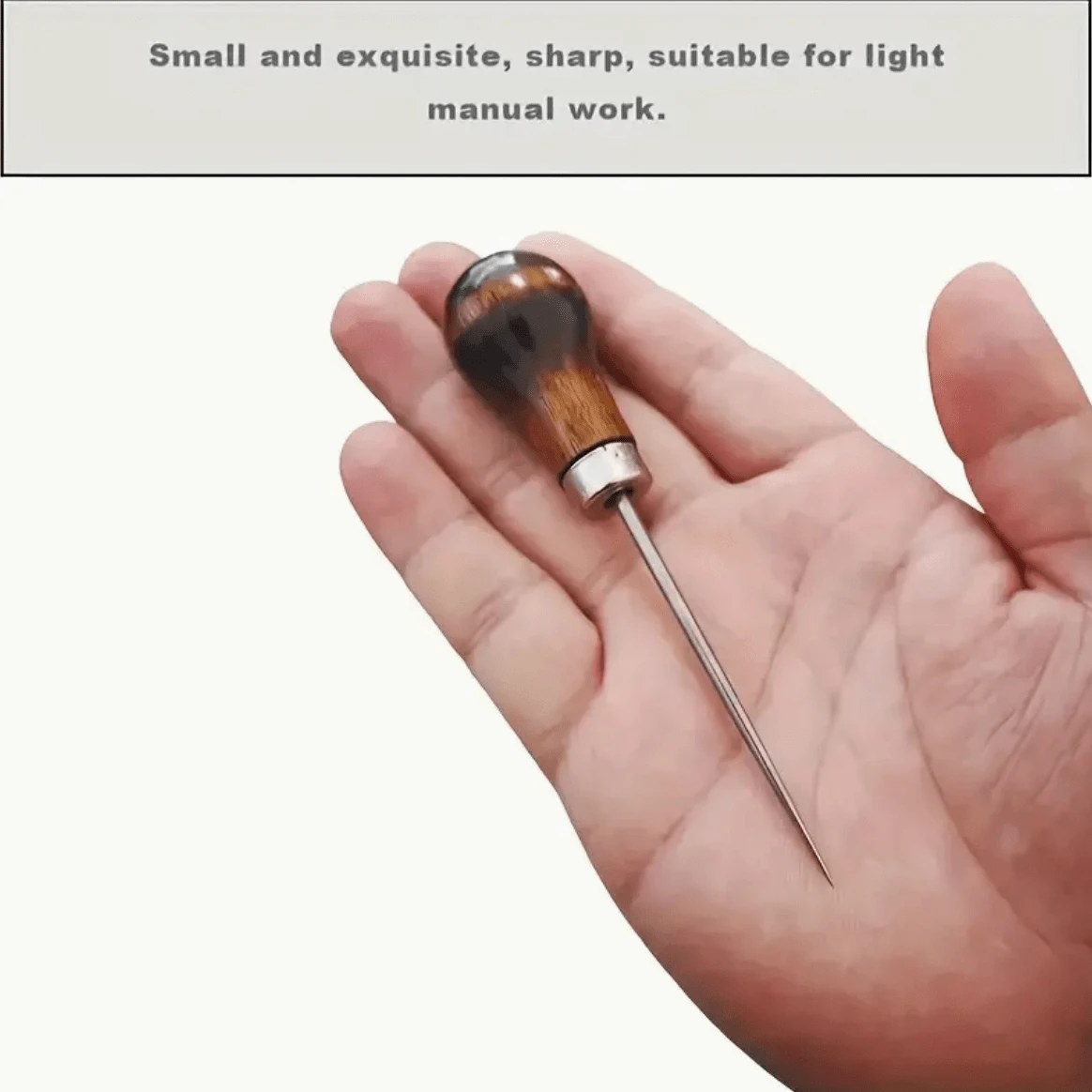 4.1" Dark Wooden Handle Gourd Shaped Awl Needle for Leather, Basics (Sold Individually) Needles