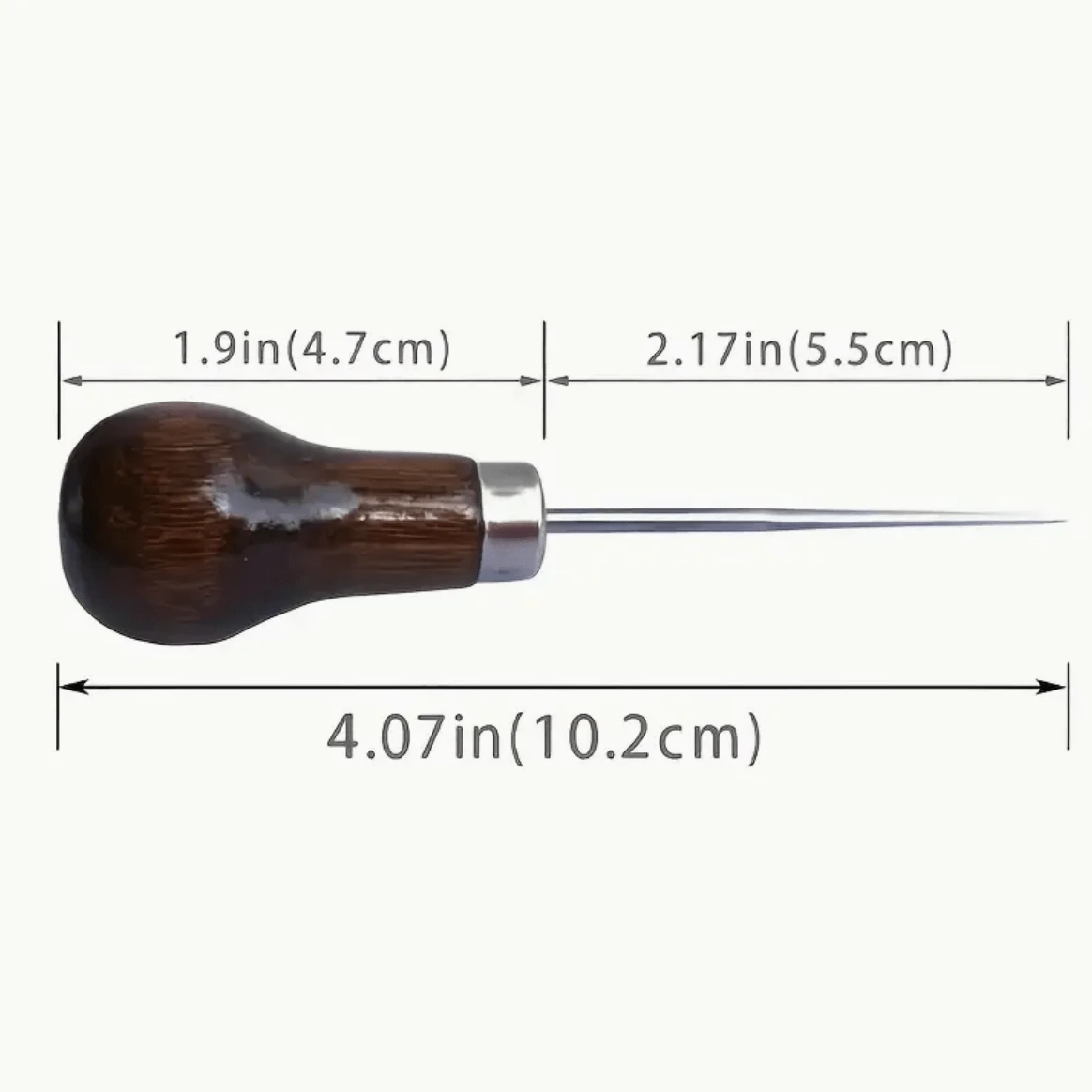4.1" Dark Wooden Handle Gourd Shaped Awl Needle for Leather, Basics (Sold Individually) Needles