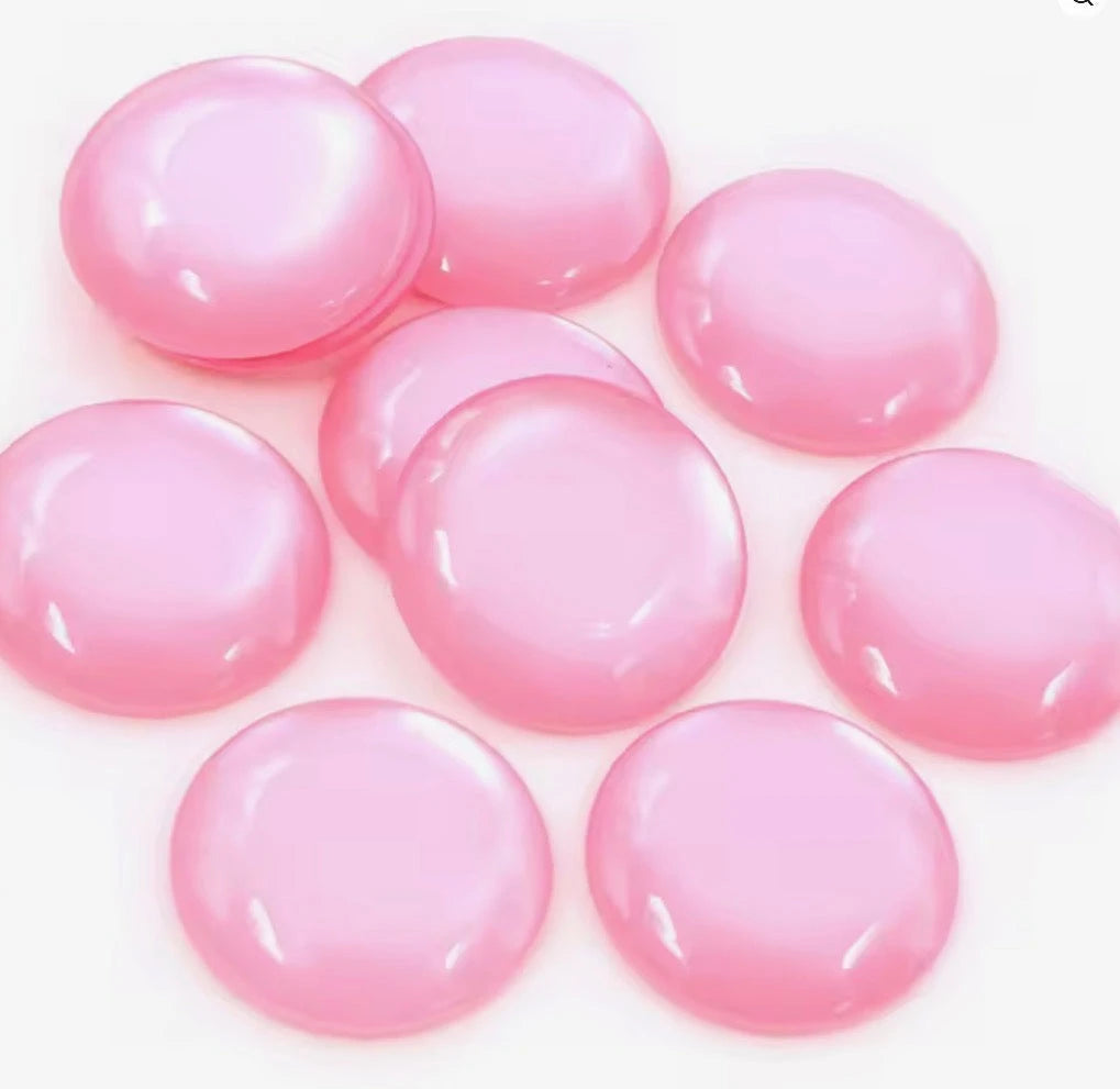 25mm Pink "Cat Eye" Reflective Rivoli, Glue on, Resin Gem (Sold in Pair) Resin Gems