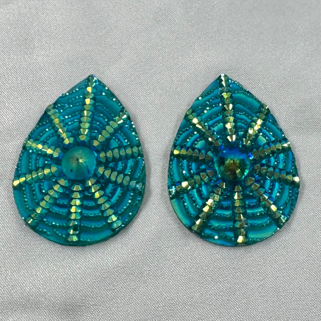 20*30mm (Teal) Sunburst AB, Sew On, Resin Gems (sold in pair) Sundaylace Creations & Bling