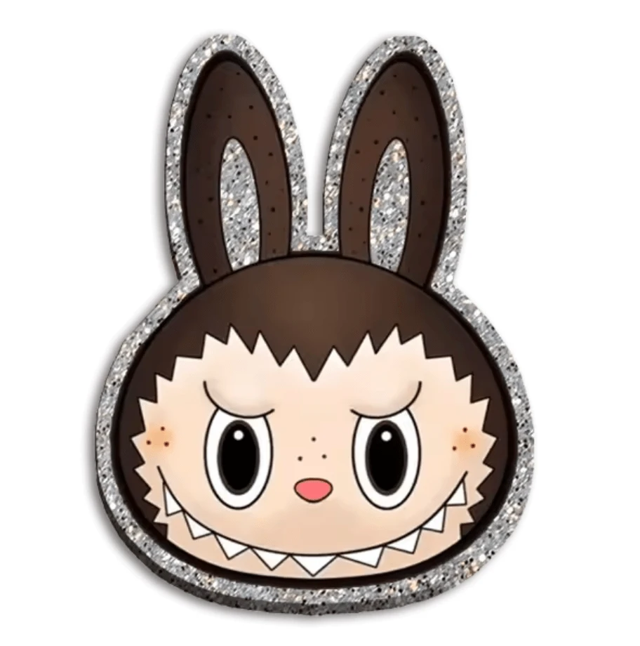 Chocolate Monster 40mm Laboubou Monster Glitter, Glue on Acrylic Charm Resin Gems (Sold in pair) Resin Gems