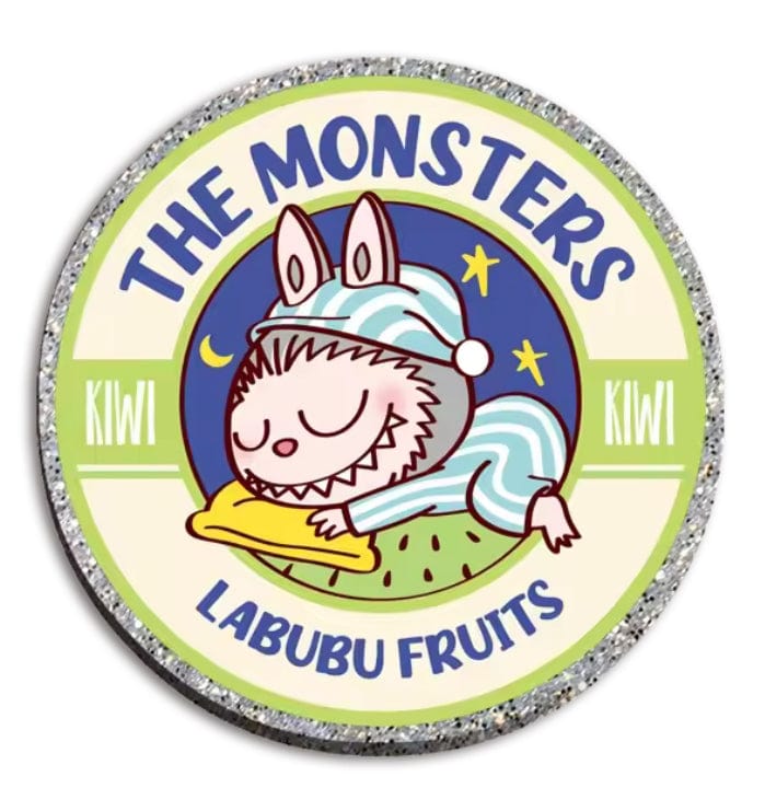 40mm the Monsters Fruits - LIME (Round) Laboubou Monster Glitter Charm, Glue on, Resin Gem, (Sold in Pair)
