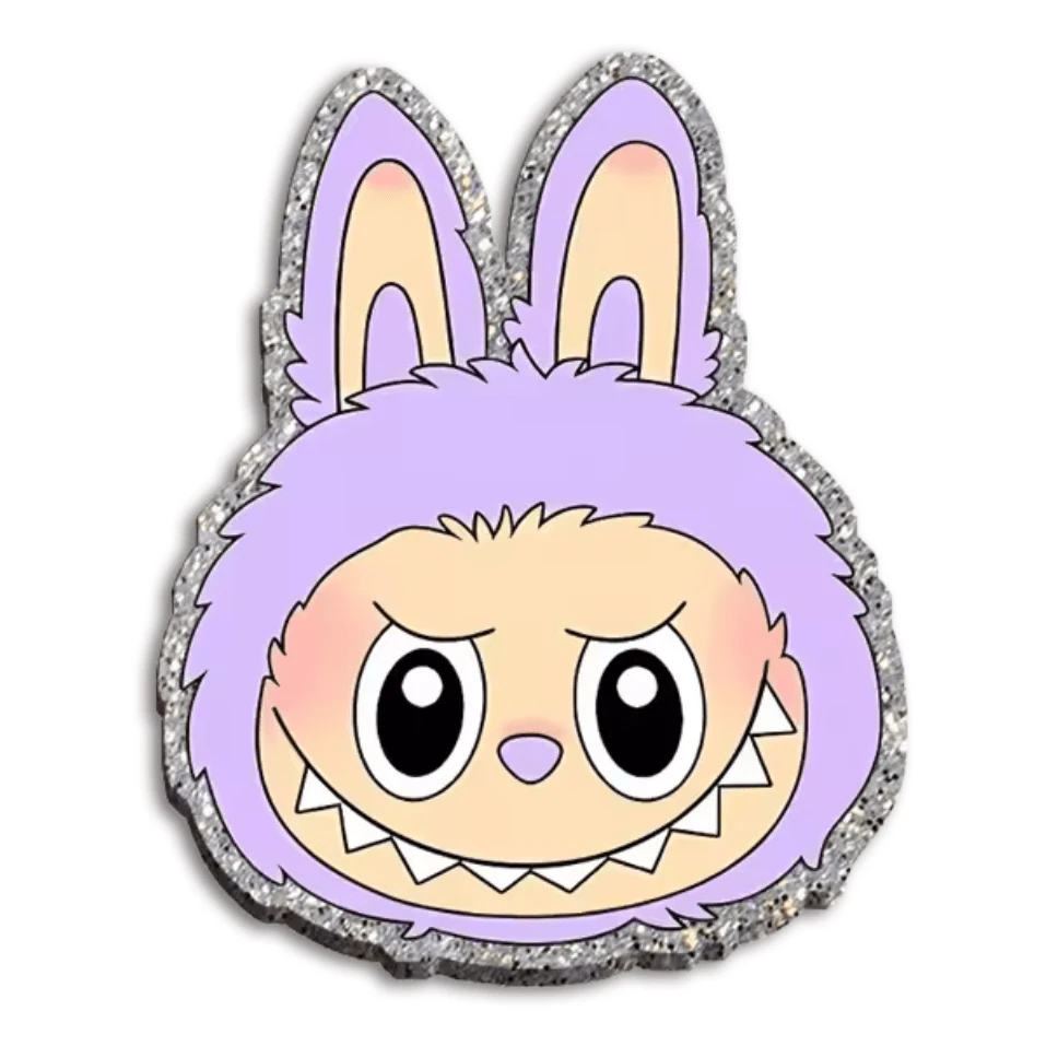 40mm Purple Monster Laboubou Monster Glitter Charm, Glue on, Resin Gem, (Sold in Pair)