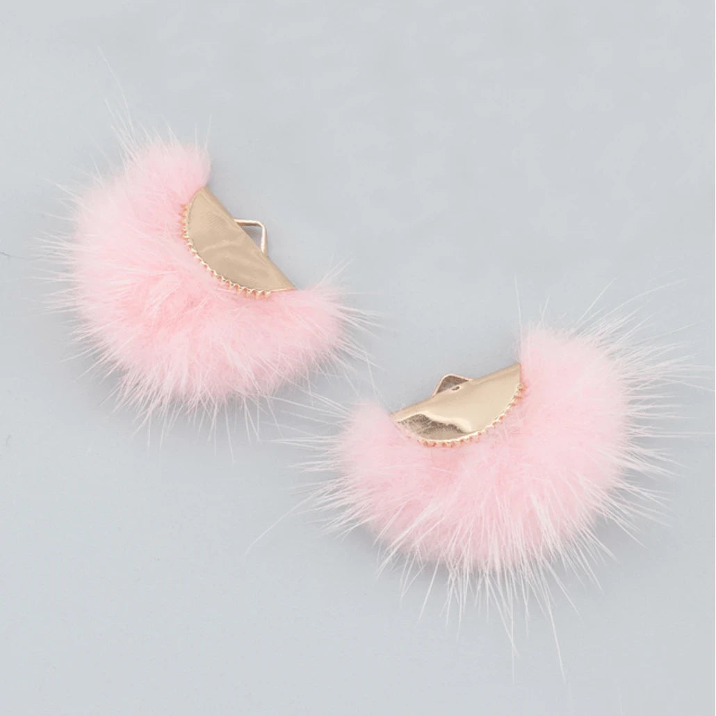 40mm Pink Real Mink Fur Tassel Earring Finding