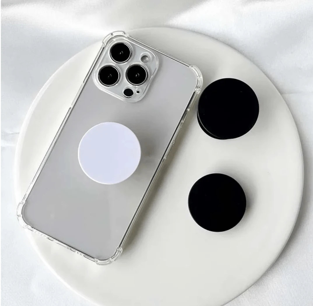 Black 40mm White or Black Colour "Cell Phone Holders - Phone Grip" Collapsible Universal, 3M Sticker, Basics Basics