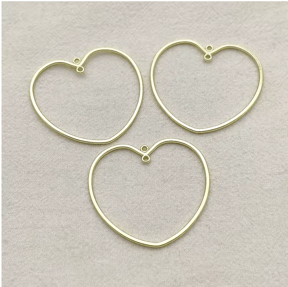 41*43mm Heart Hoops, Metal charm two harm, Findings (Sold in Pairs) Earring Findings