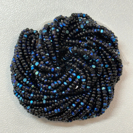 13/0 Charlotte Cut Seed Bead - Patina Jet Black Aurore Boreale 10g India Sheen Charlotte Cut Seedbeads