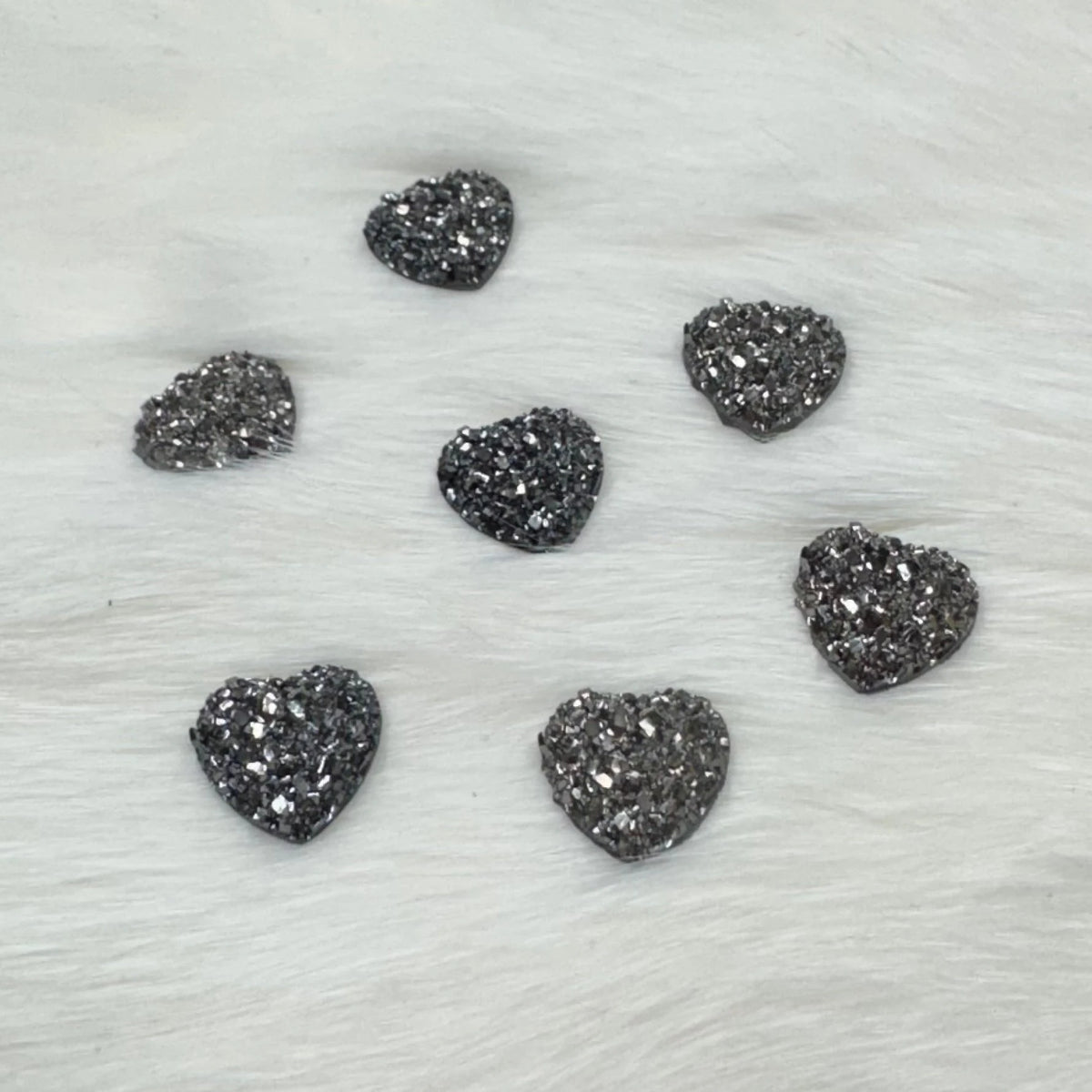 12mm AB Heart Druzy Texture Glue on Resin Gem (Sold in Pair) Resin Gems