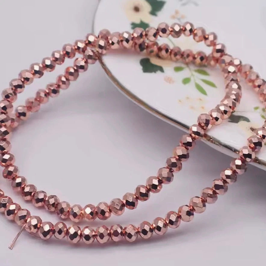 4mm Metallic Rose Gold Rondelle Sundaylace Creations & Bling