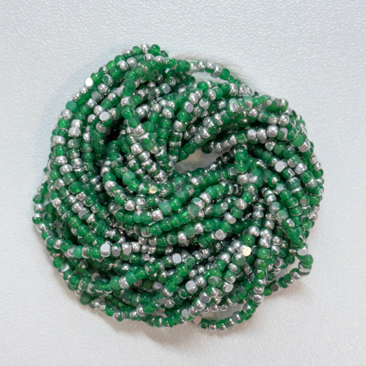 11/0 Charlotte Cut Seed Bead - Patina Opal Green Silver, 10g India Sheen Charlotte Cut Seedbeads