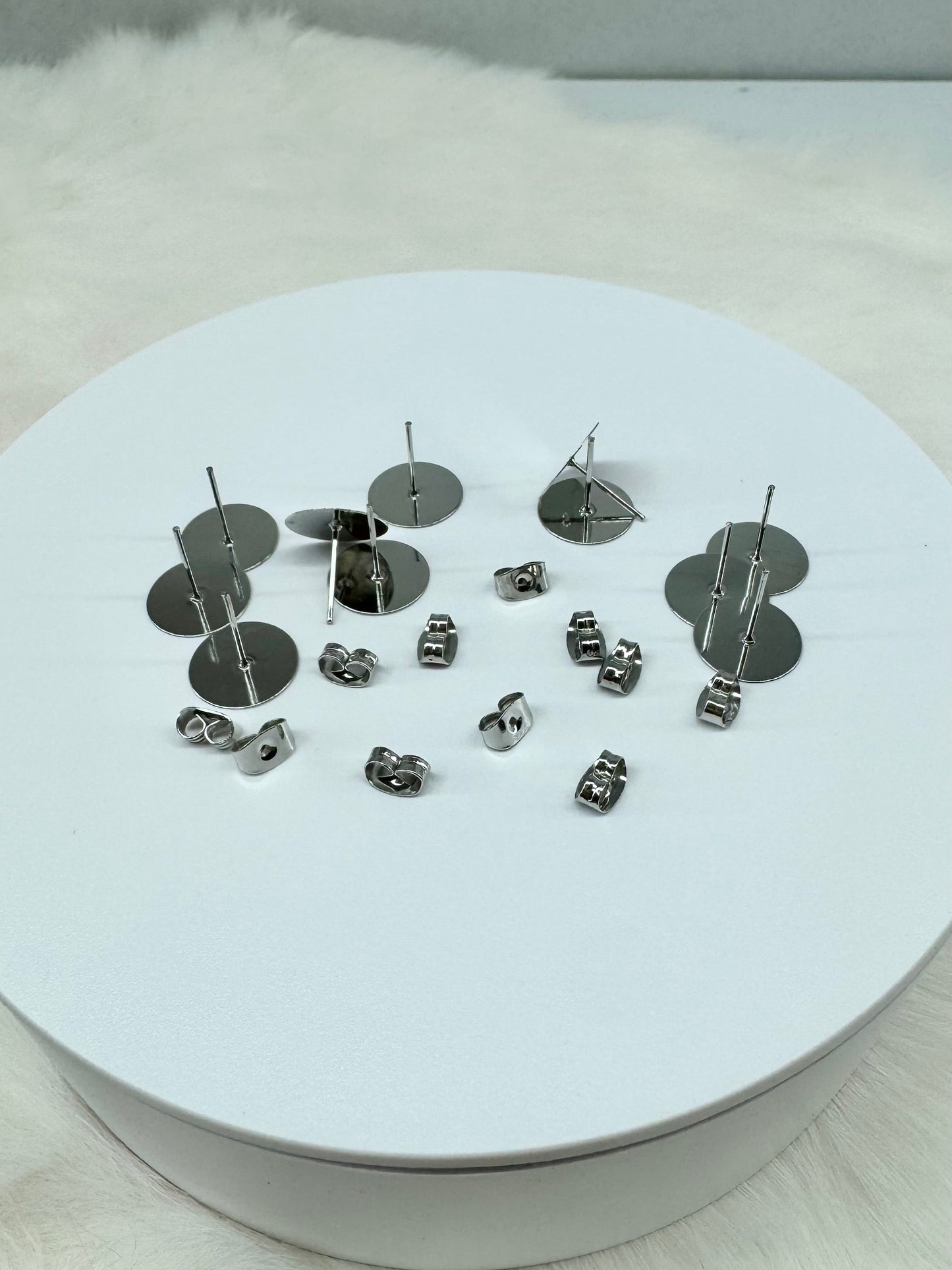 12mm Stainless Steel Stud Earring Findings with backings *50 pairs with backings Resin Gems