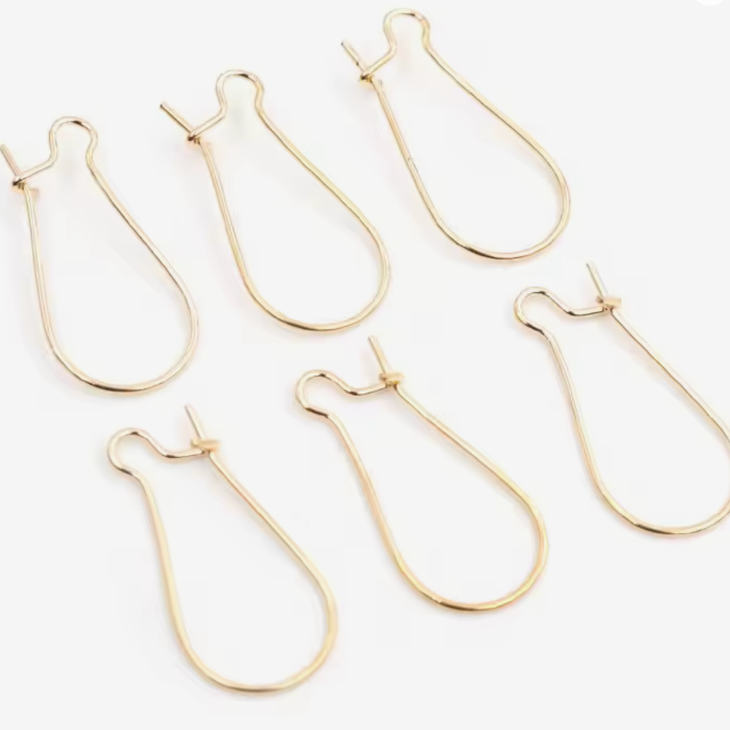 24*11mm Rounded Kidney Earwire KC GOLD Earring Findings 100 pcs, Basics Basics