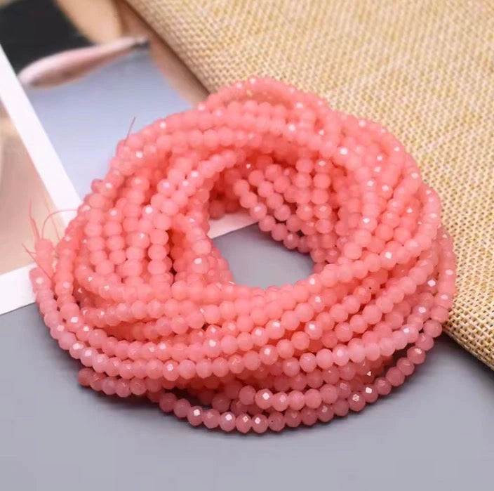 3*4mm Peach Opal Glass Rondelle Beads (~8 Inch Strand) Sundaylace Creations & Bling