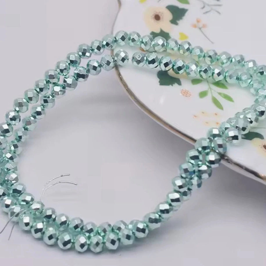 4mm Metallic Light Teal Rondelle Sundaylace Creations & Bling