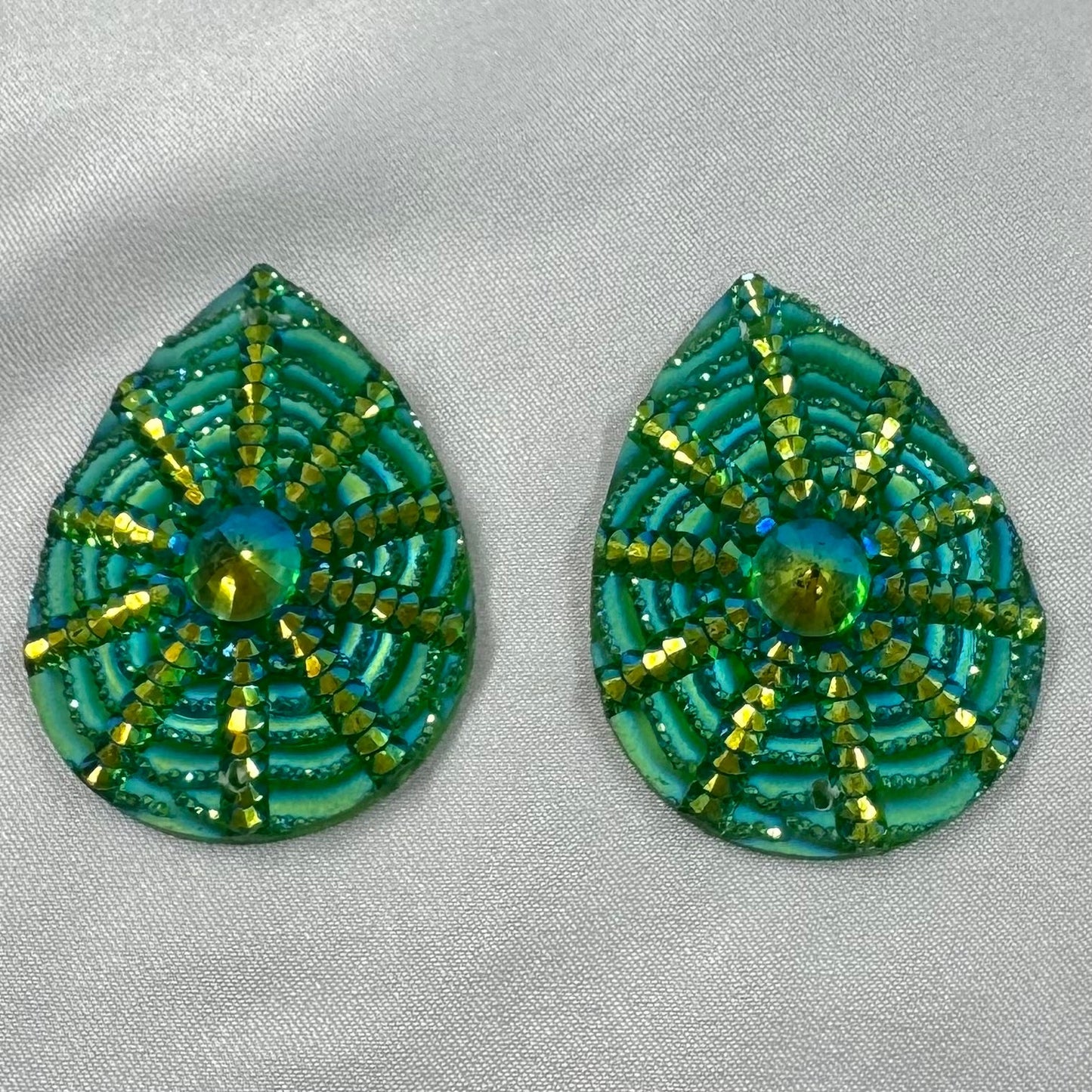 20*30mm (Green) Sunburst AB, Sew On, Resin Gems (sold in pair) Sundaylace Creations & Bling