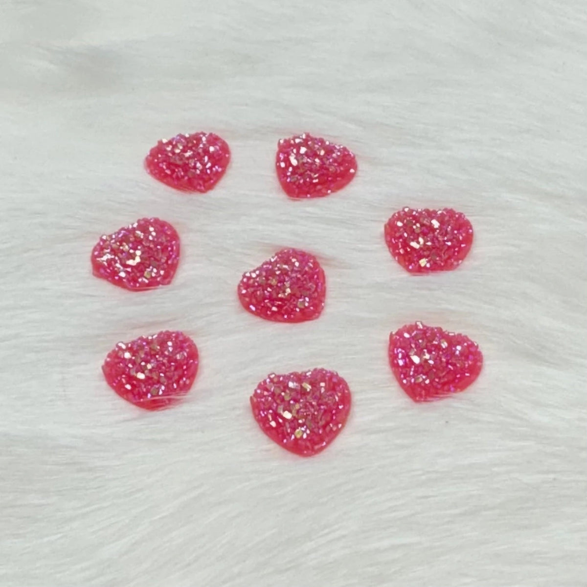 12mm AB Heart Druzy Texture Glue on Resin Gem (Sold in Pair) Resin Gems