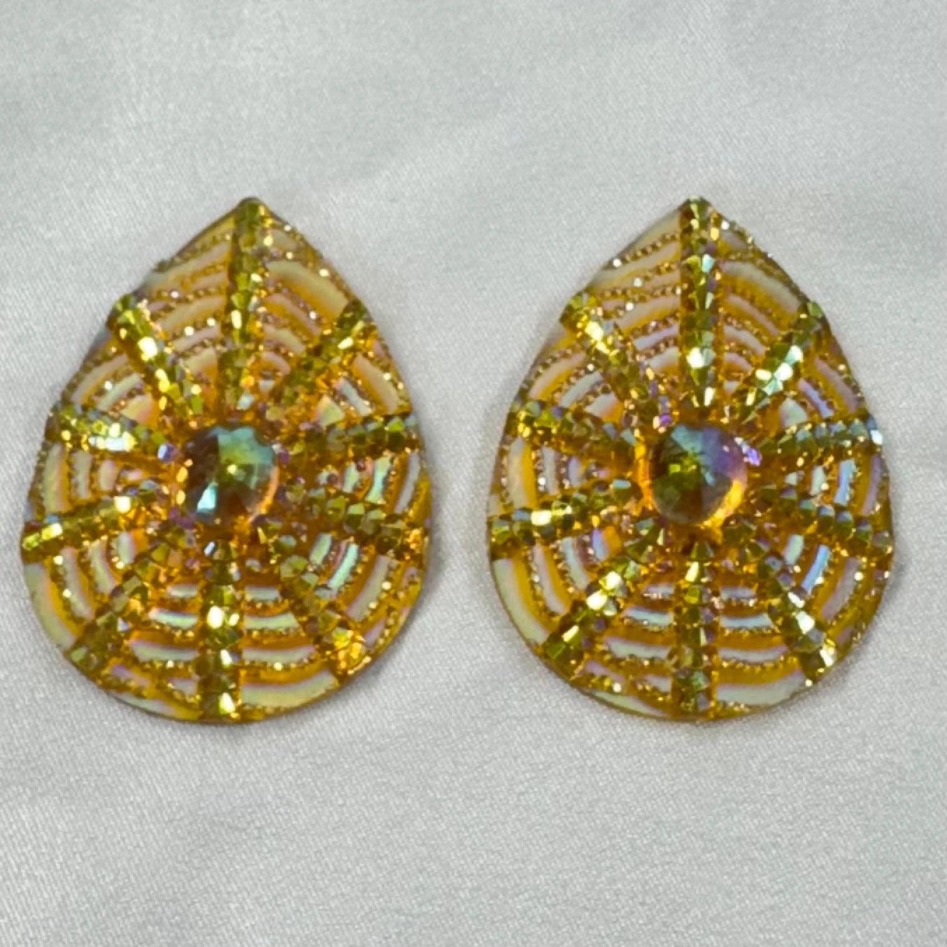 20*30mm (Yellow) Sunburst AB, Sew On, Resin Gems (sold in pair) Sundaylace Creations & Bling