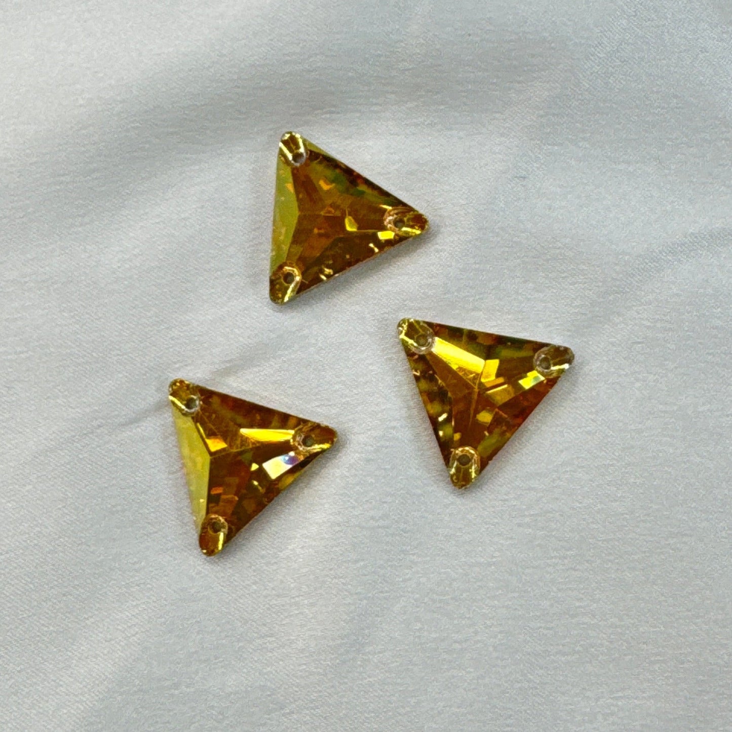 16mm Triangle Sew On, Flat Back Glass Gem (Sold in Pair) Glass Gems