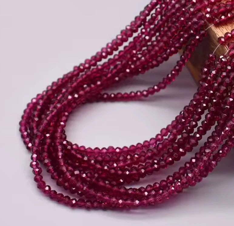 3*4mm Dark Red Transparent Glass Rondelle Beads (~8 Inch Strung) Sundaylace Creations & Bling