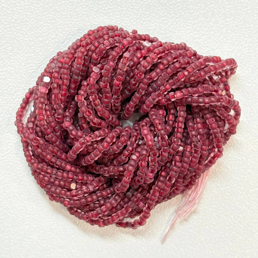 13/0 Charlotte Cut Seed Bead -Crystal Matte Ruby Lined 10g India Sheen Charlotte Cut Seedbeads