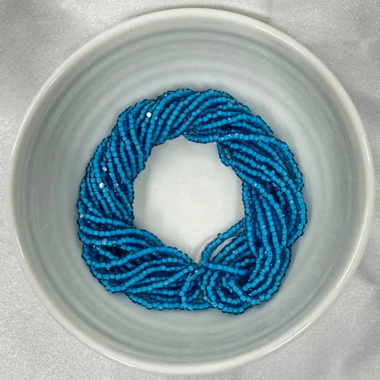 11/0 Charlotte Cut Seed Bead- White Colour Lined Dark Aqua Blue *10g Hank* India Sheen Charlotte Cut Seedbeads