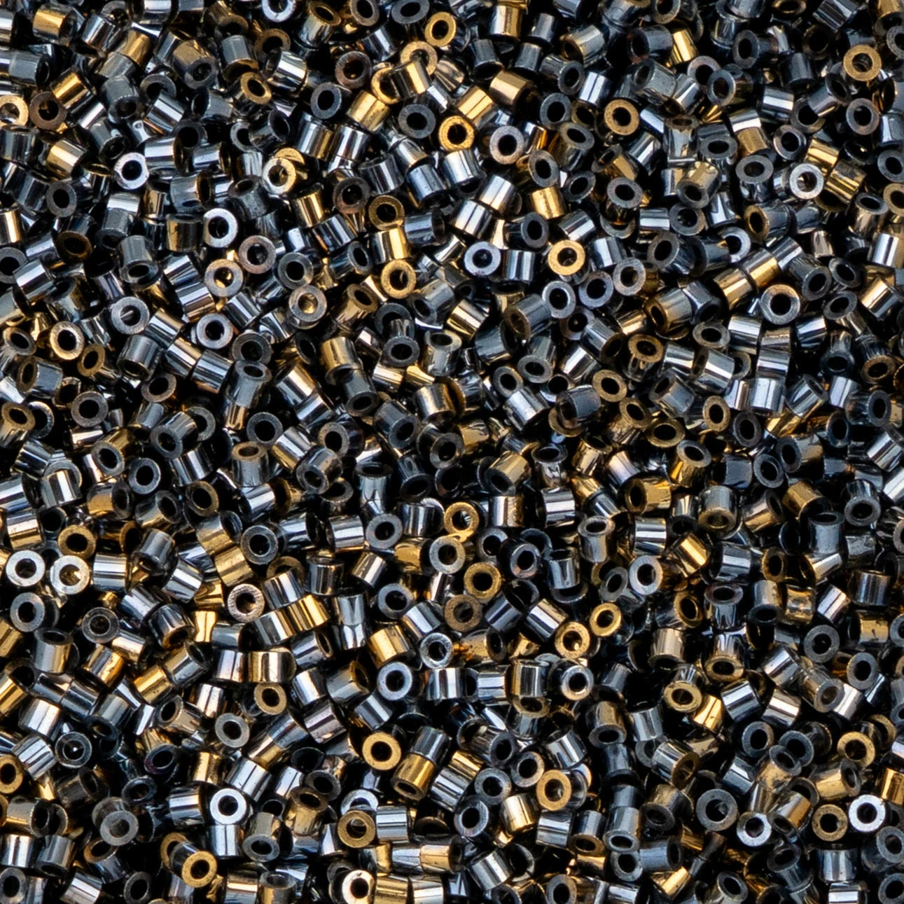 11/0 Cylin Bead – Gilded Halo Gunmetal 25g Bag Cylin Beads John Beads