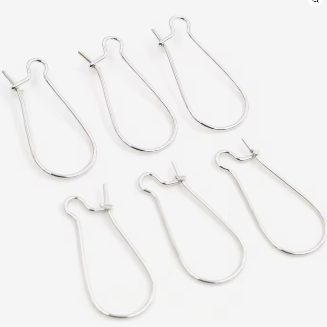24*11mm Rounded Kidney Earwire Rhodium Earring Findings 100 pcs, Basics Basics