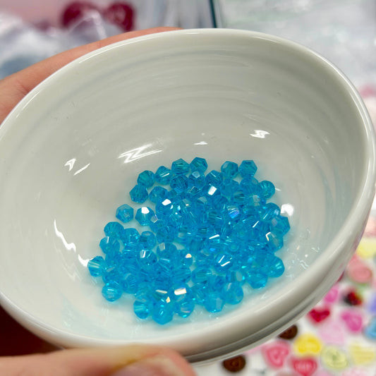 4mm Aqua AB Half Plated AB Grade AAA, Bicone Beads 8 “ strand Sundaylace Creations & Bling