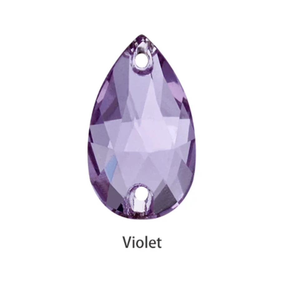 7*12mm Light Violet Teardrop, Sew on, Fancy Glass Gem (Sold in Pair) Fancy Glass Gems