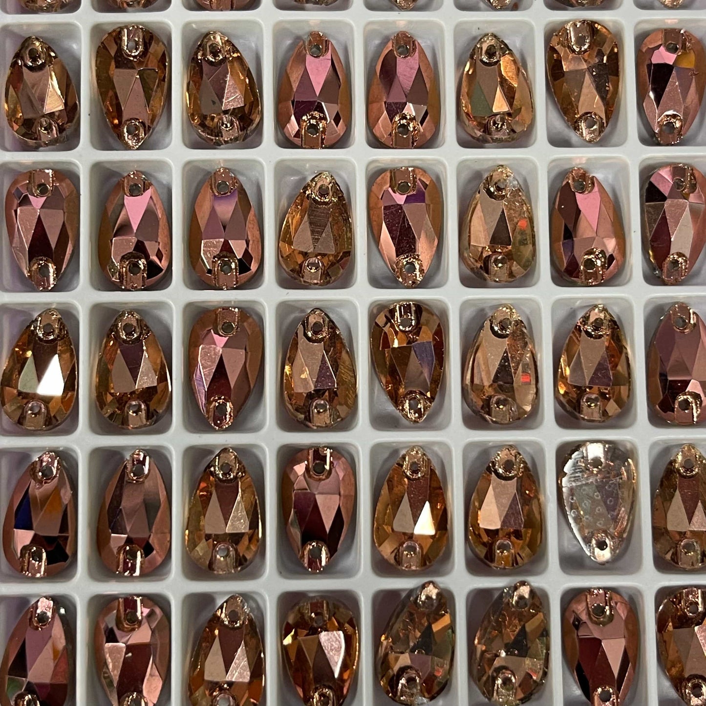 7*12mm Rose Gold *Metallic* Mini Teardrop, Best Quality Fancy Glass Gem (Sold in Pair) Fancy Glass Gems