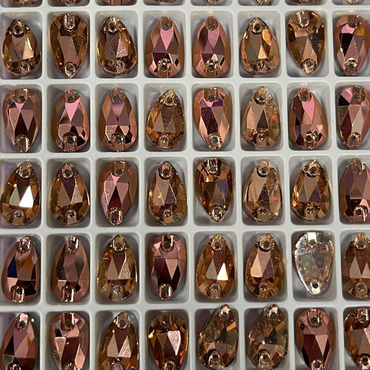 7*12mm Rose Gold *Metallic* Mini Teardrop, Best Quality Fancy Glass Gem (Sold in Pair) Fancy Glass Gems