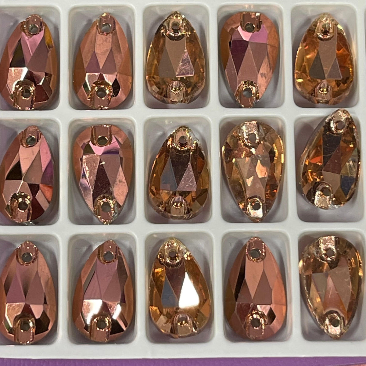 7*12mm Rose Gold *Metallic* Mini Teardrop, Best Quality Fancy Glass Gem (Sold in Pair) Fancy Glass Gems
