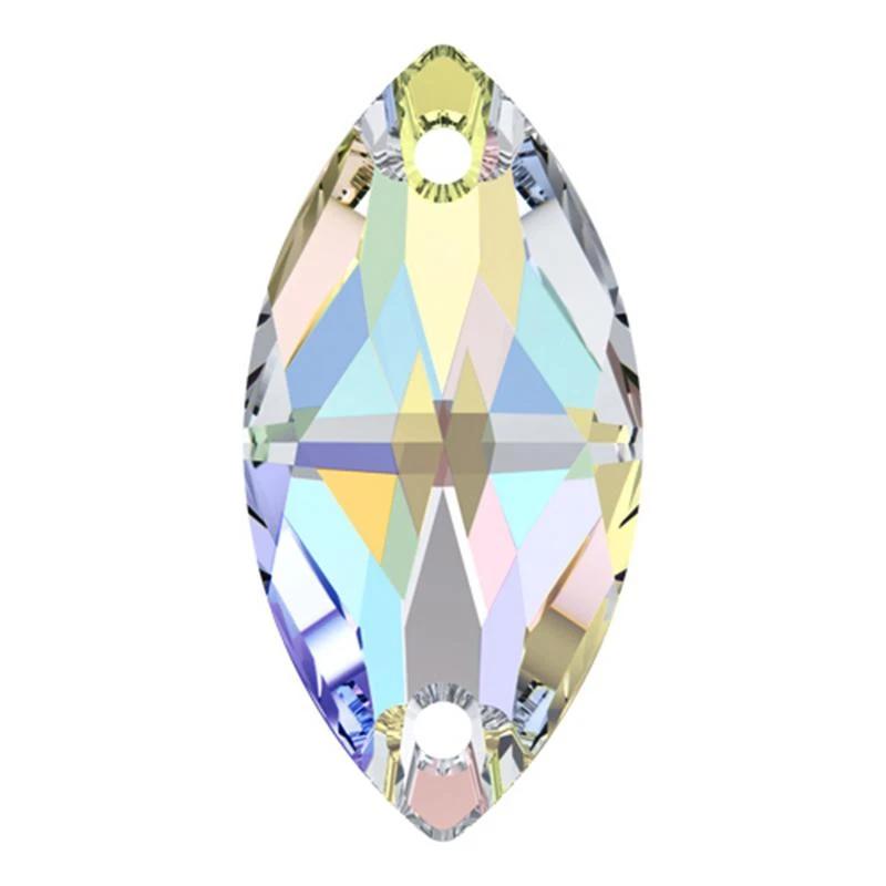 7*15mm AB Navette High Quality, Sew on, Fancy Glass Gem (Sold in Pair) Glass Gems