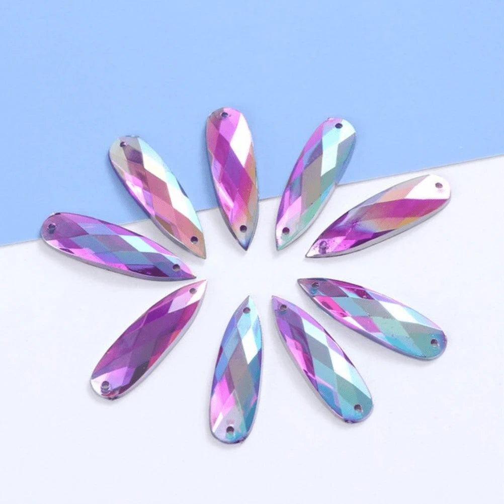 7x27mm Purple AB Long Teardrop Resin Gem