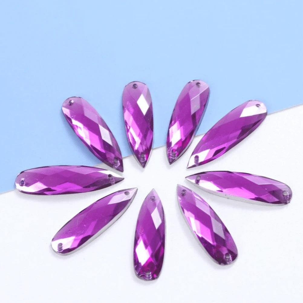 7x27mm Purple Long Teardrop Resin Gem