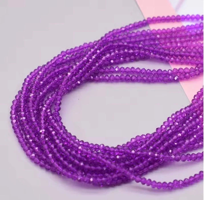 3*4mm Purple Grapes Transparent Glass Rondelle Beads (~8 Inch Strand) Sundaylace Creations & Bling