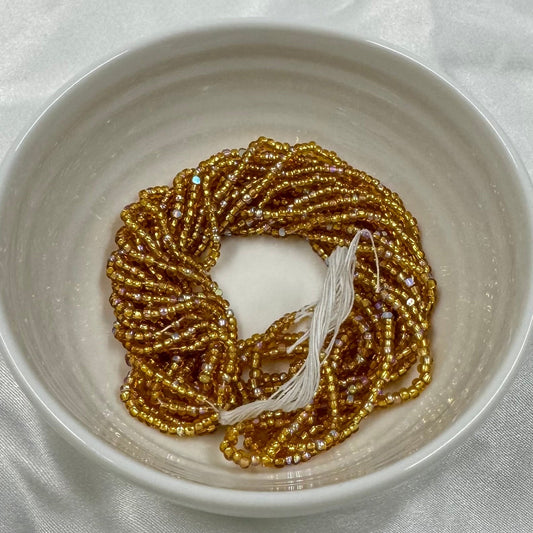 11/0 Charlotte Cut *Premium Seed Bead- Opaque Patina Gold Silver Lined Aurore Boreale Aurore Boreale (AB) *10g Hank* India Sheen Charlotte Cut Seedbeads