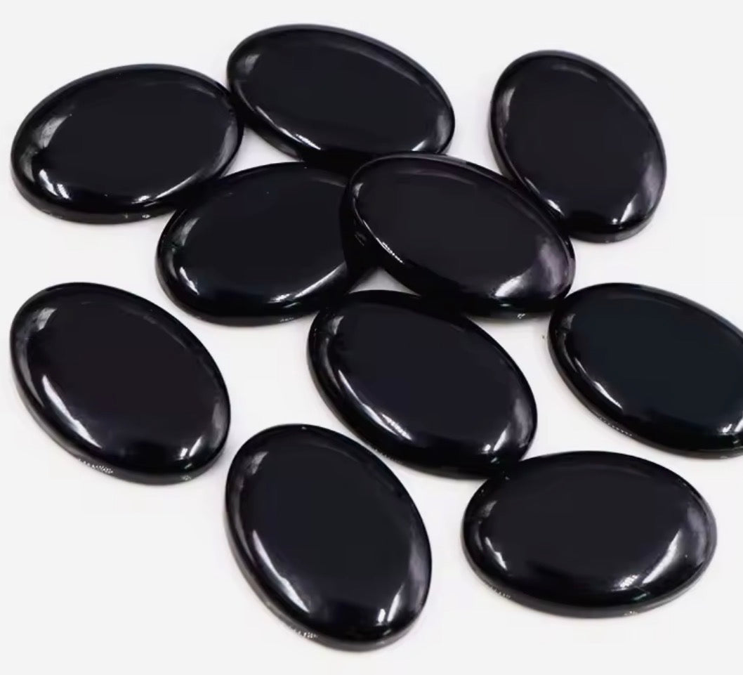 18*25mm Black Cat Eye OVAL, Glue on, Resin Gem (Sold in Pair) Resin Gems