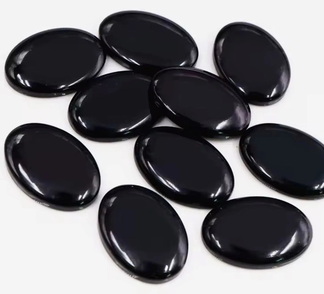 18*25mm Black Cat Eye OVAL, Glue on, Resin Gem (Sold in Pair) Resin Gems