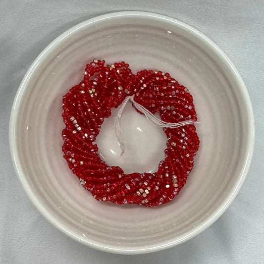 11/0 Charlotte Cut Seed Bead- Transparent Light Siam Aurore Boreale *10g Hank* India Sheen Charlotte Cut Seedbeads
