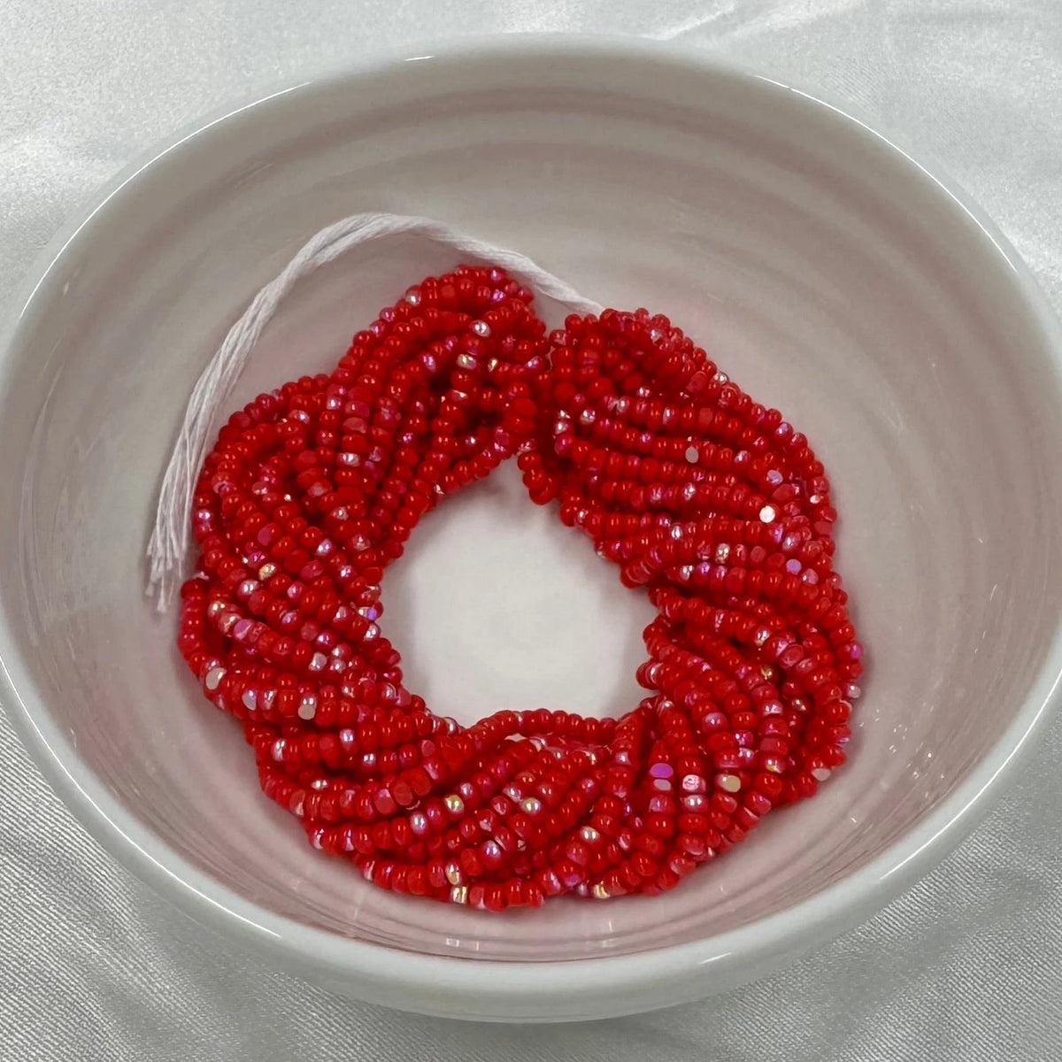 11/0 Charlotte Cut *Premium Seed Bead- Opaque Light Red Aurore Boreale (AB) *10g Hank* India Sheen Charlotte Cut Seedbeads